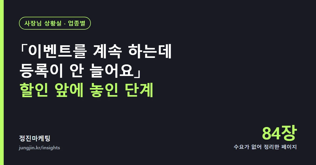「이벤트를 계속 하는데 등록이 안 늘어요」 — 헬스장 관장님이 할인 대신 확인할 것